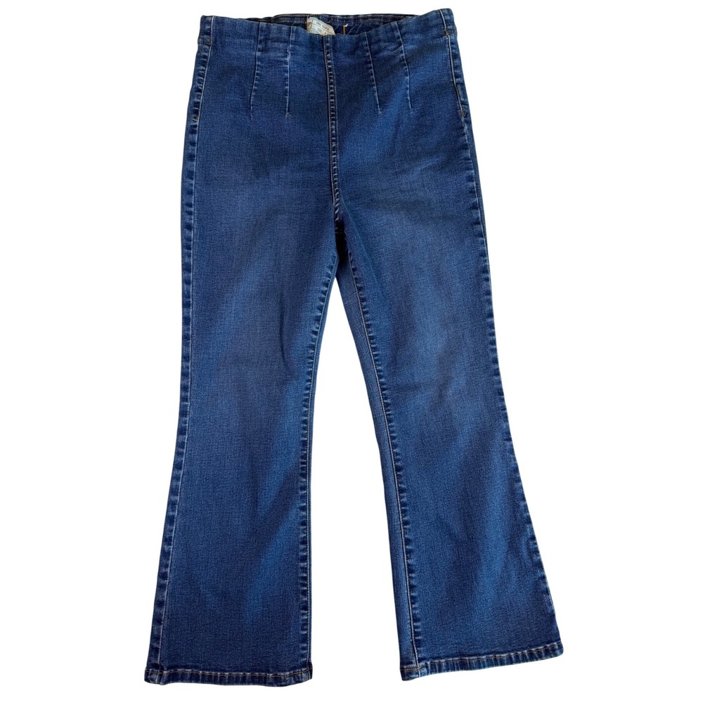 Free People Blue Stone Manhattan Beach Pull On Flare Jeans Sz 30 High‎ Rise